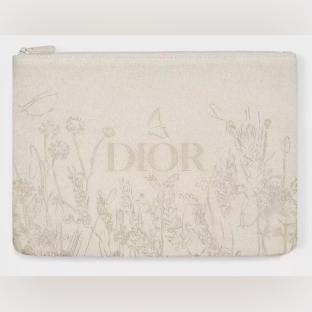 Dior Beauty Cream Floral Clutch Bag Pouch Limited Edition New In Box